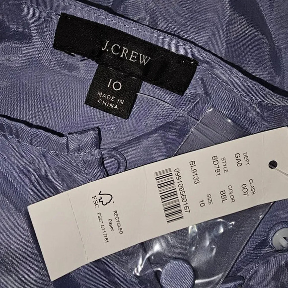NWT J Crew Womens Blue‎ Eco Cupro-blend Covered Button Blouse 10 - Picture 4 of 5